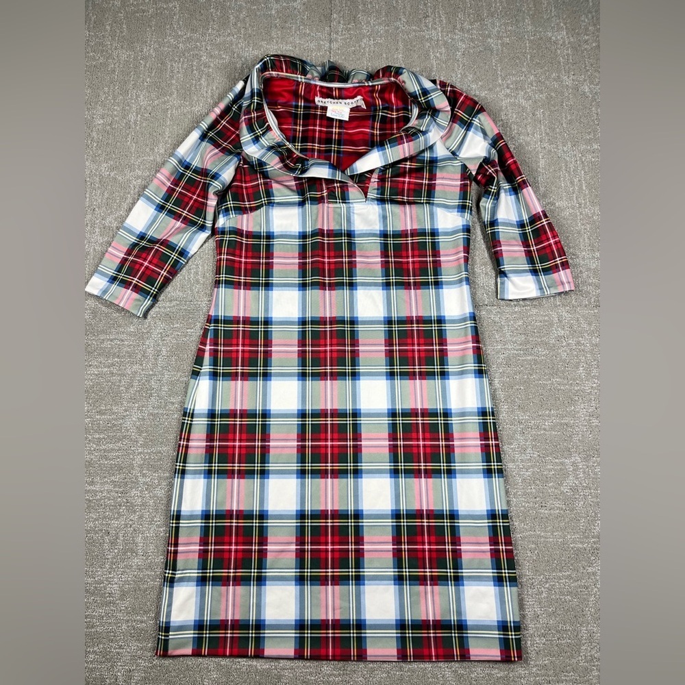 Gretchen Scott Designs Red Green Plaid Mini Dress